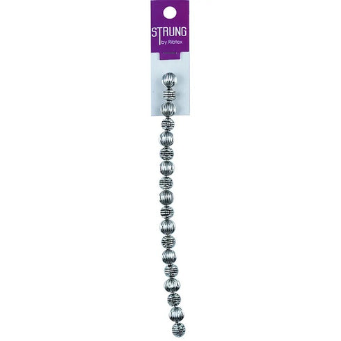 10mm Round & Ridge Ball Strung Beads